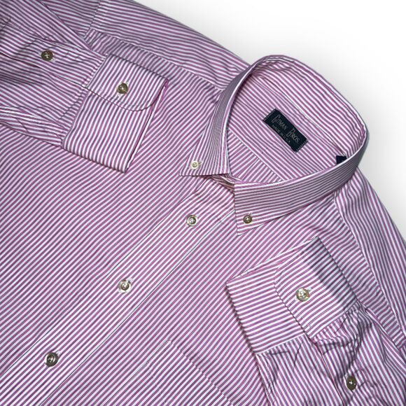 Vintage Gitman Bros L Pink Italian Poplin Stripe Button-Down OCBD USA - Picture 1 of 9
